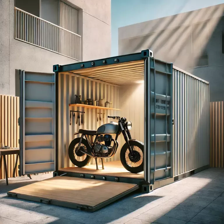 A Compact Flat Pack Shipping Container Assembled In A Small Urban Backyard