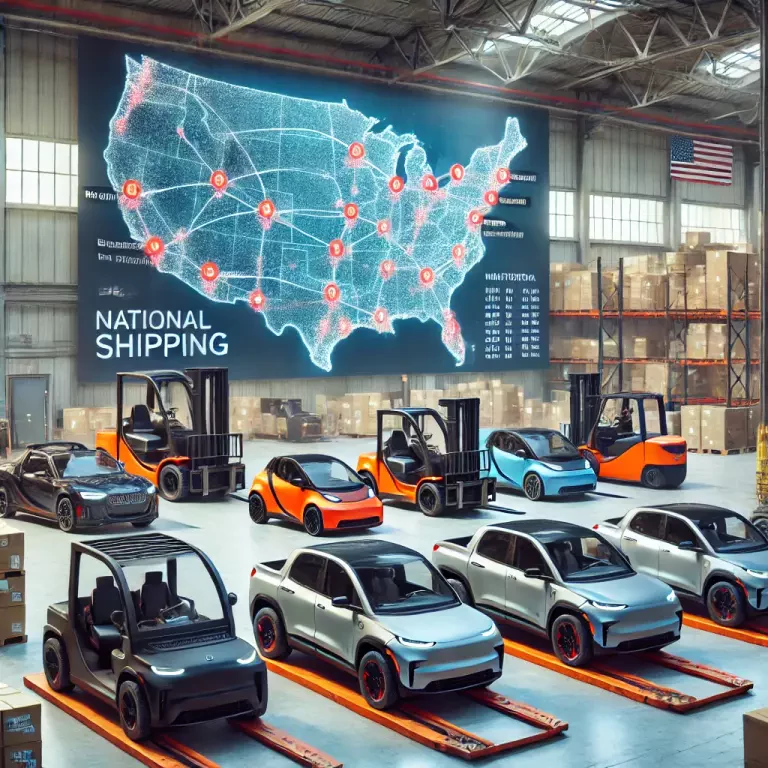 A Group Of Electric Vehicles Lined Up For National Shipping With Various Models From Compact To Luxury Suvs