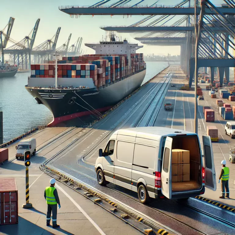 A Large Cargo Ship At The Port Of Hamburg Germany