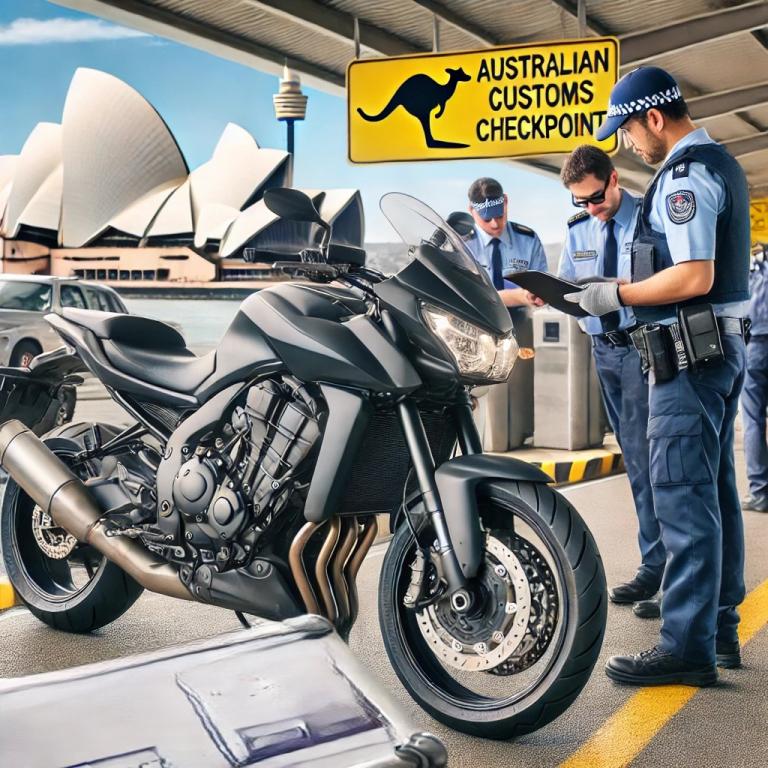 A Motorcycle At A Australian Customs Checkpoint
