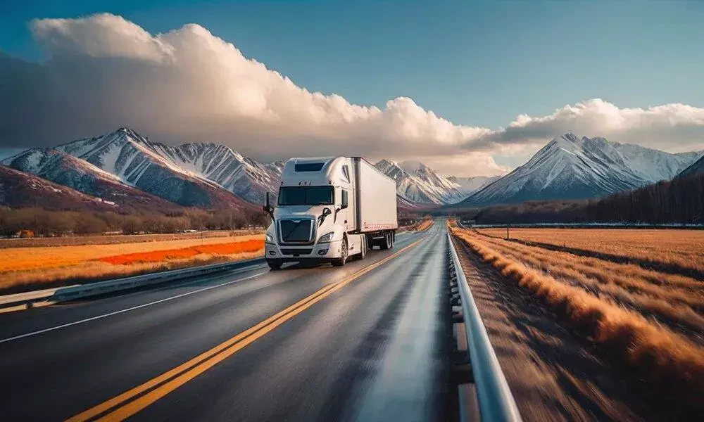 container truck going through an empty highway