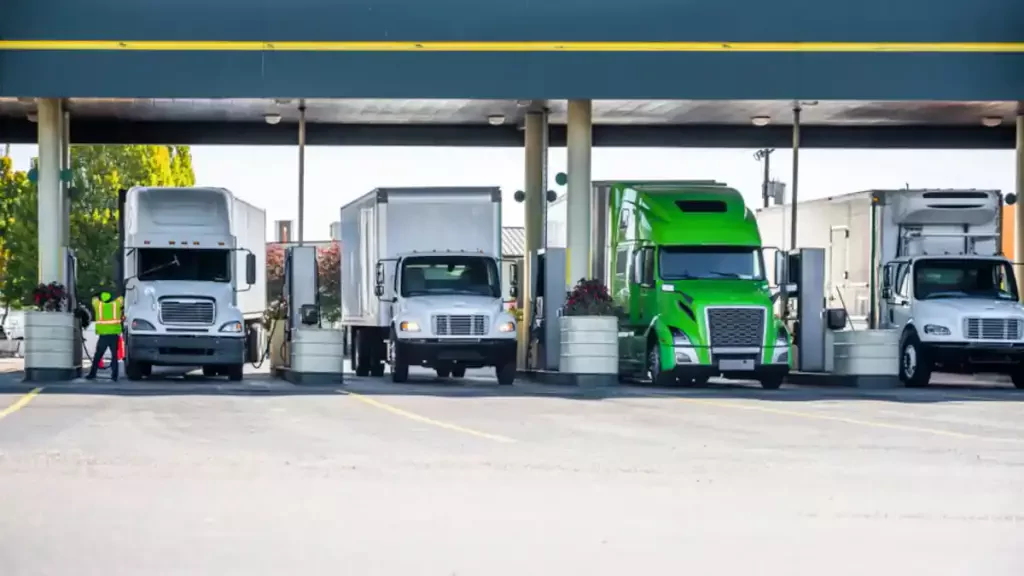 trucks in the fuel station