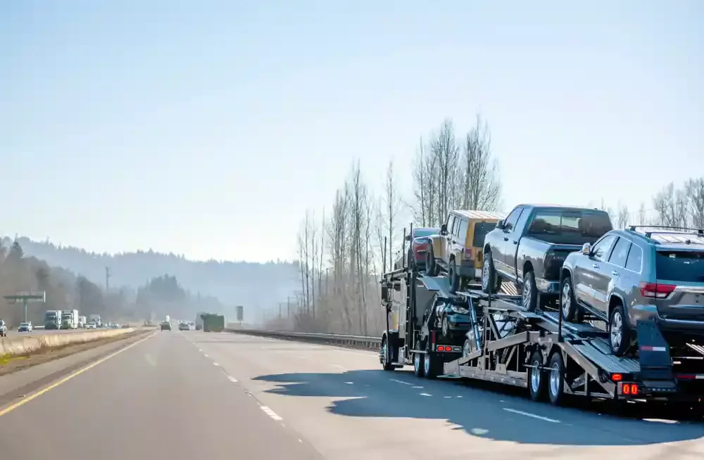 transporting a vehicle on a trailer