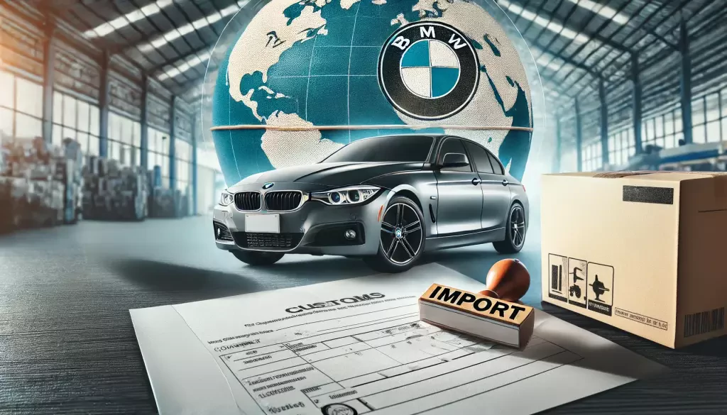 Bmw Car In Front Of A Customs Office