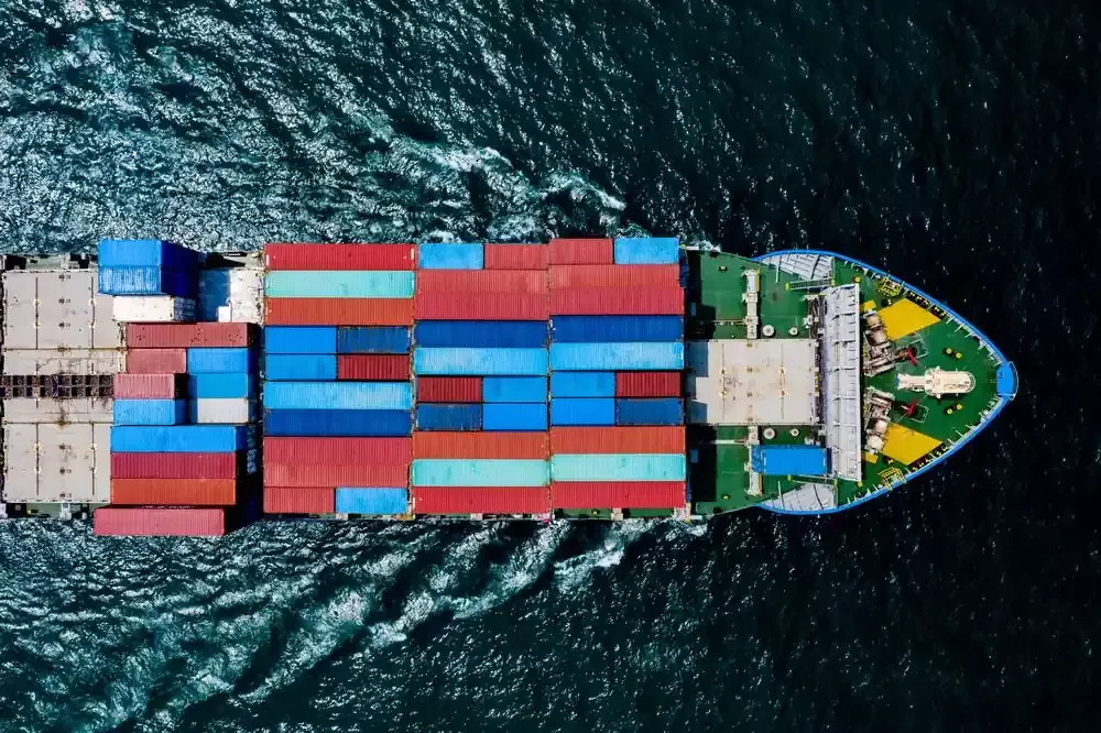 top view container vessel