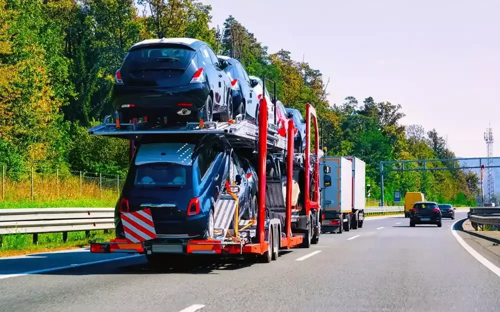 vehicles being transported