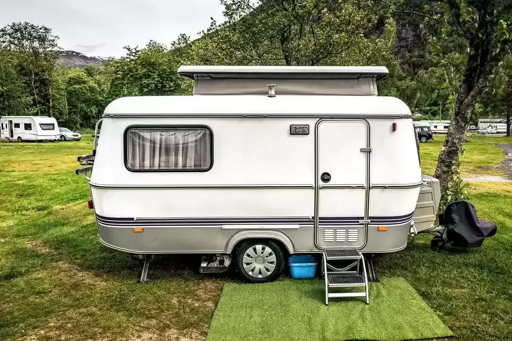 small camper trailer parked