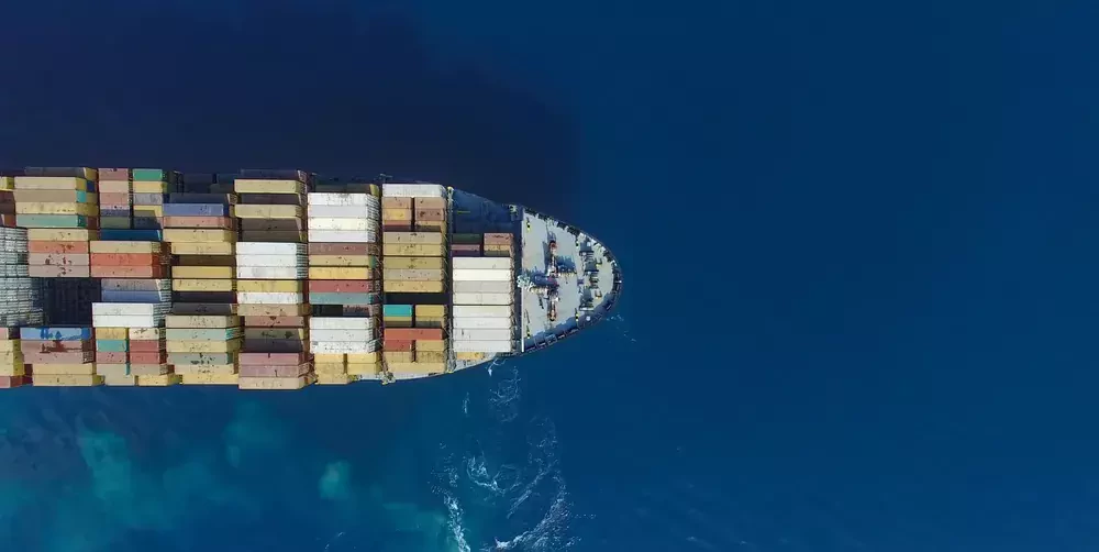 bird's-eye view of a container vessel