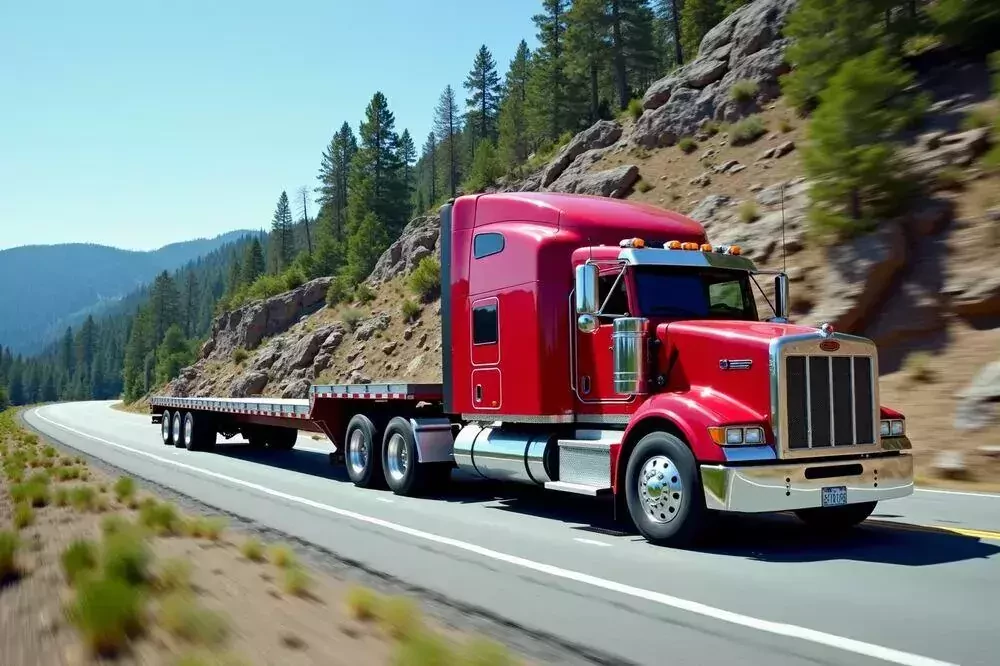 red semi truck labeled