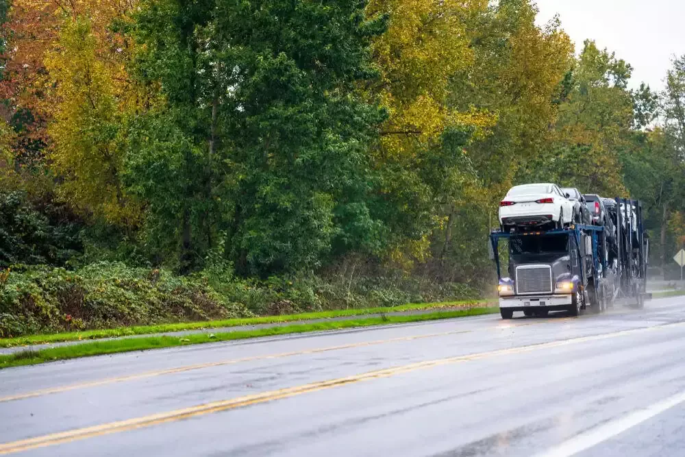 vehicle driving along a wet road