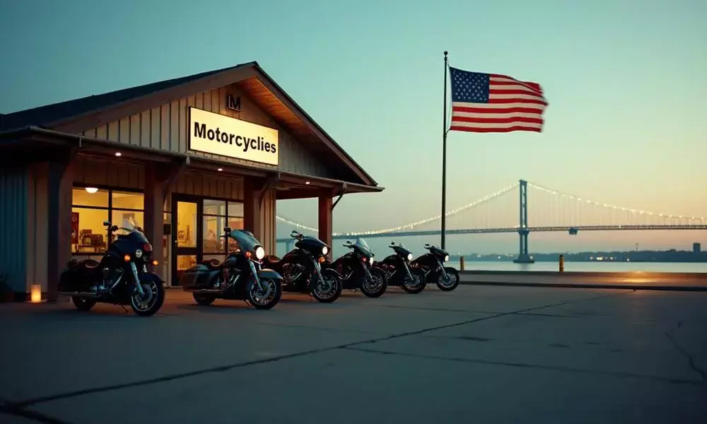 motorbikes lined up in front of a building