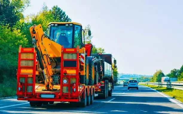 heavy-duty truck driving along the road