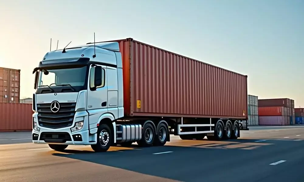 box truck driving on the road