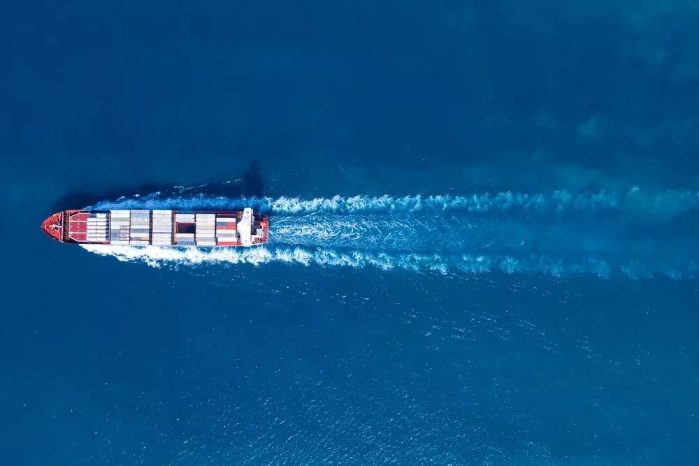aerial view of the vessel