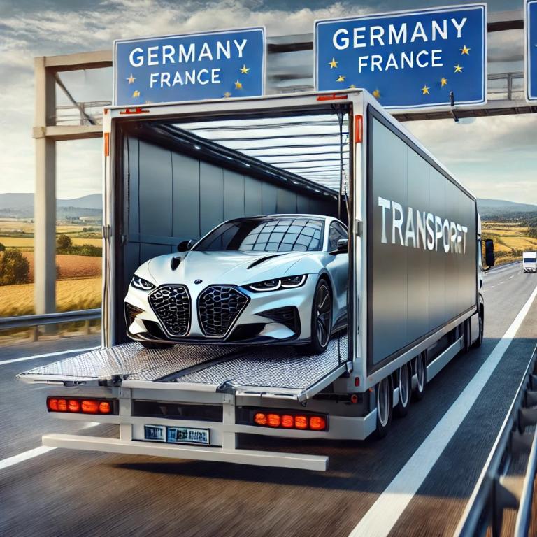 Modern Car Inside A Fully Enclosed Transport Truck