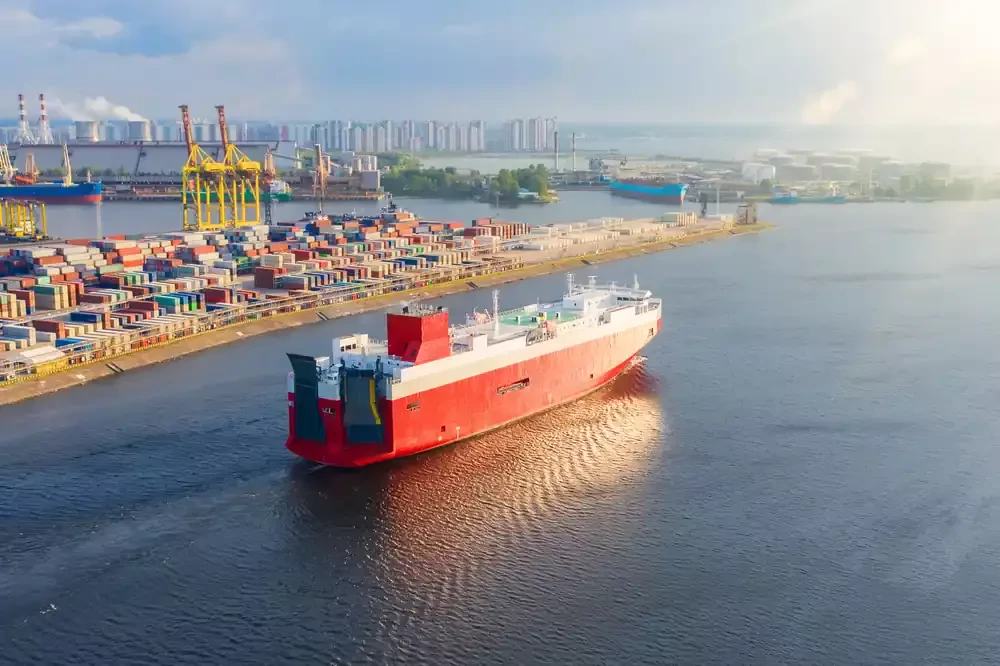 a roro vessel and a seaport