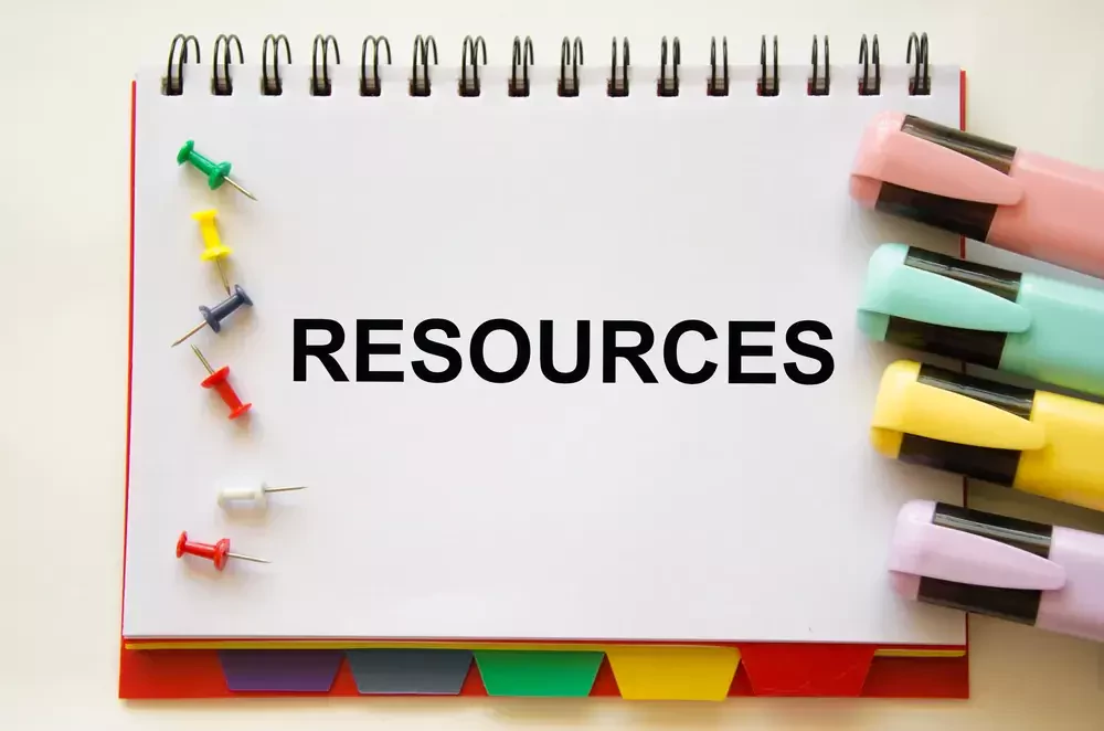 notebook with resource text