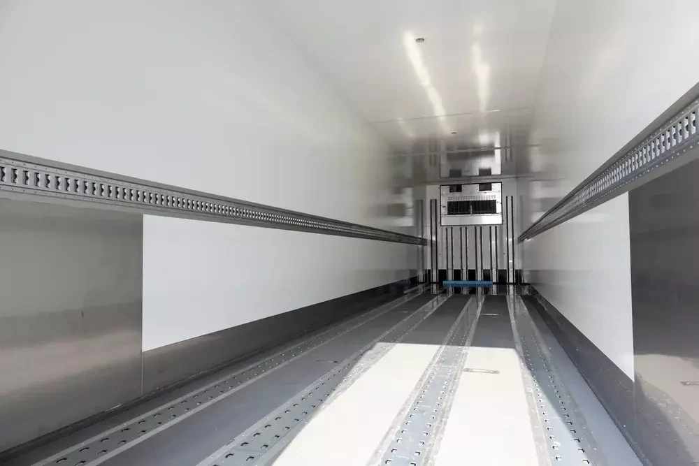 interior of an empty refrigerated trailer