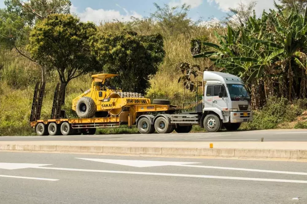 a semi truck on the side of the road
