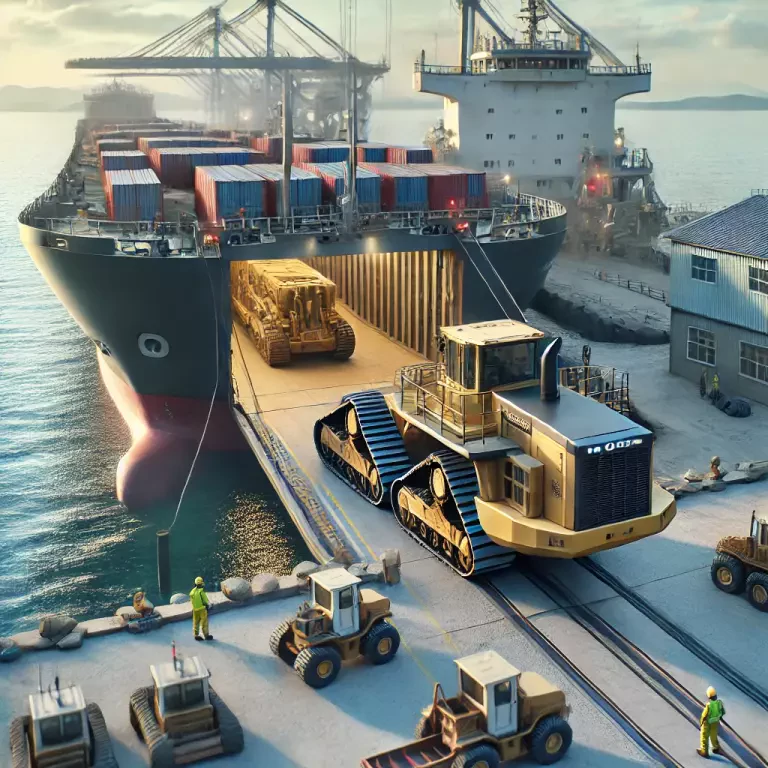 Roll On Roll Off Roro Shipping Vessel With A Ramp Extending To The Dock