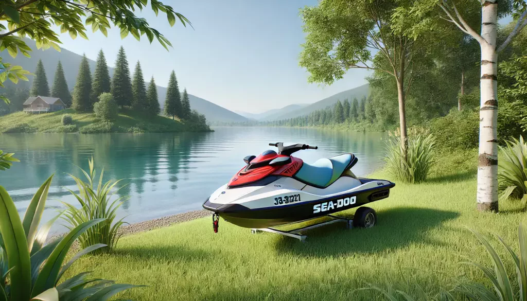 Sea Doo Parked Near A Serene Lake