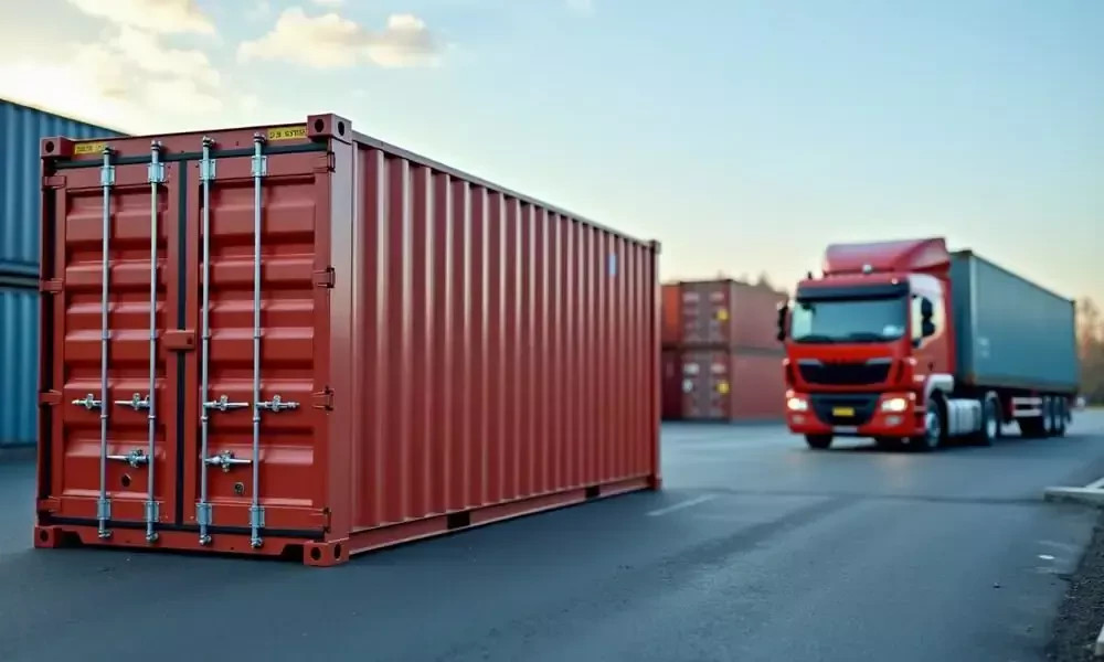 a truck on a dockyard