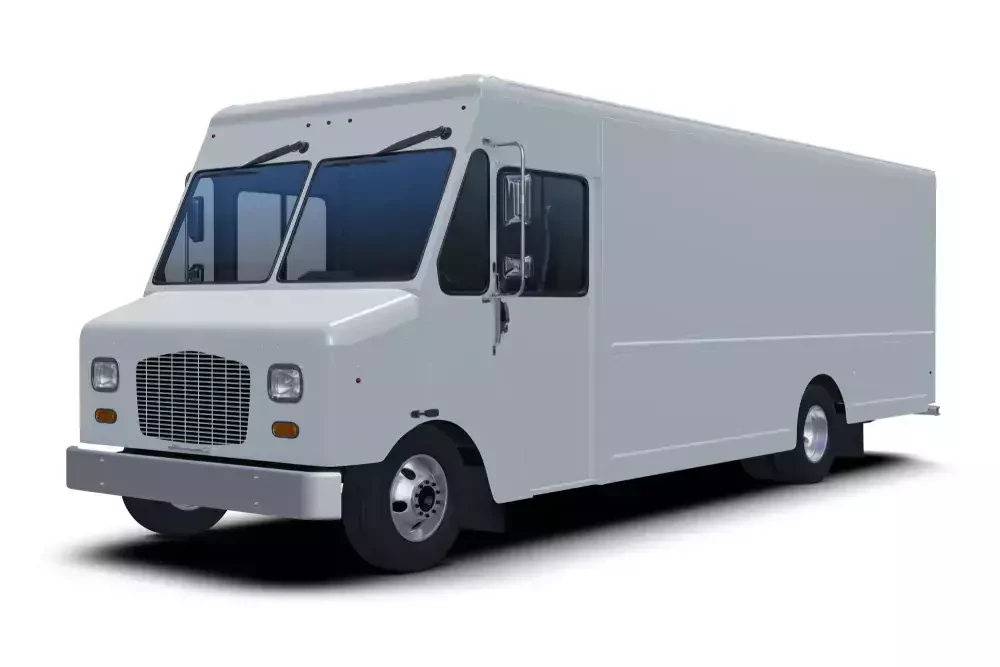 white delivery truck on a white background